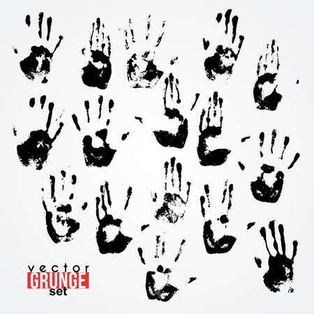 Set of traced ink handstamps. Blots. Grunge.のイラスト素材