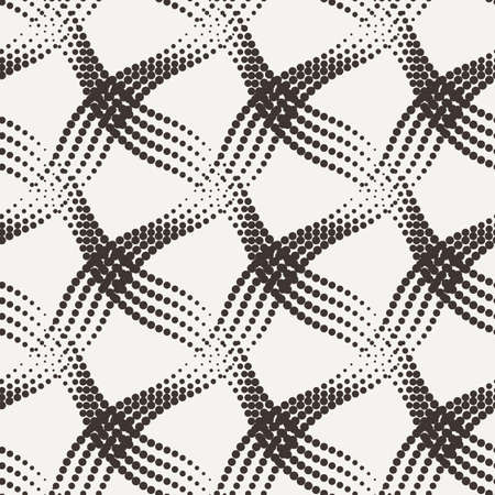 Vector seamless pattern of the points collected by the wavy lines in contrasting colorsのイラスト素材