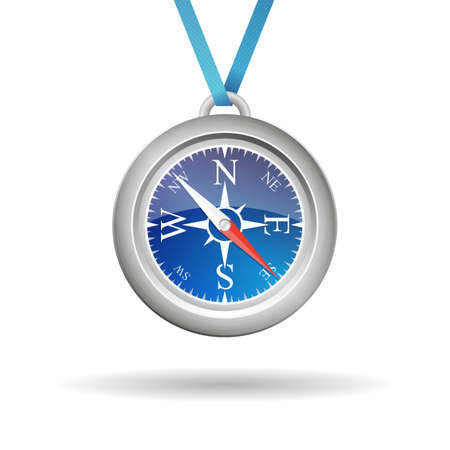 Vector compass with cord on white backgroundのイラスト素材