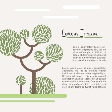 Card with a picture of green tree with clouds and place for textのイラスト素材