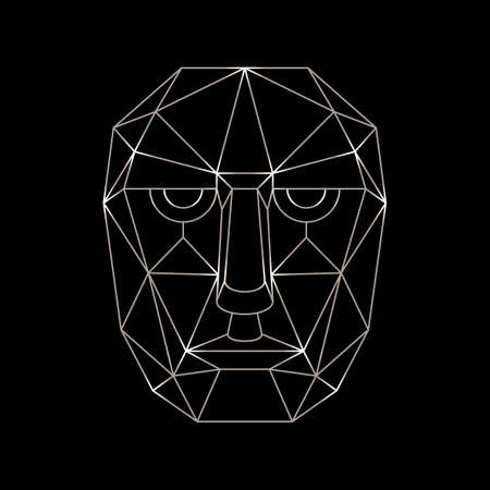 Vector human face of the lines in a simplified style with point light accentsのイラスト素材