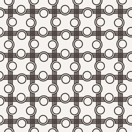 Seamless vector pattern of curved lines with circlesのイラスト素材