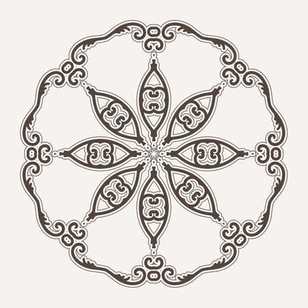 Filigree Flower Henna Pattern in Contrasting Colorsのイラスト素材