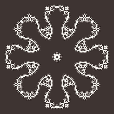 Filigree Flower Henna Pattern in Contrasting Colorsのイラスト素材