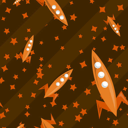 Pattern with rockets and space objectsの写真素材