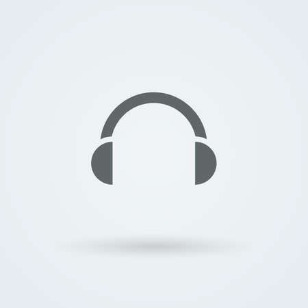 Minimalistic Vector icons big headphones with a microphone. Pictogram. Button.のイラスト素材