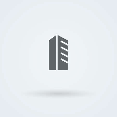 Schematic, minimalist icon skyscraper, high-rise urban building. Button. Symbol.のイラスト素材