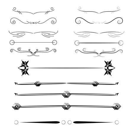 A diverse collection of vector dividers, bumpers, frames, ornaments, podecherkivany. Floral elementsの写真素材