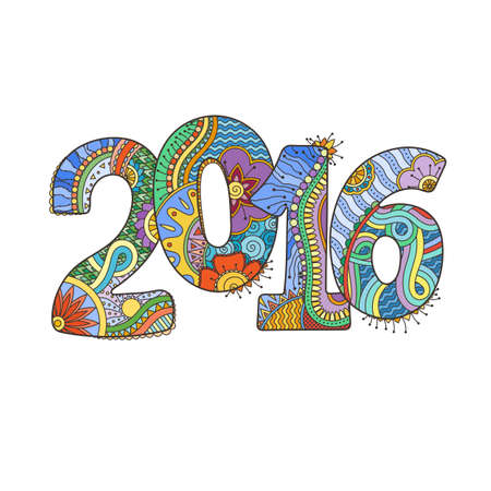 Happy New Year 2016 celebration number. Vector Xmas illustration