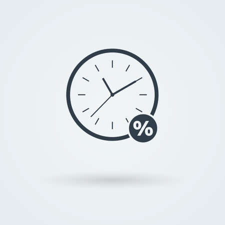 Flat clock icon. Simple vector illustration. . Pictogram. Button.のイラスト素材