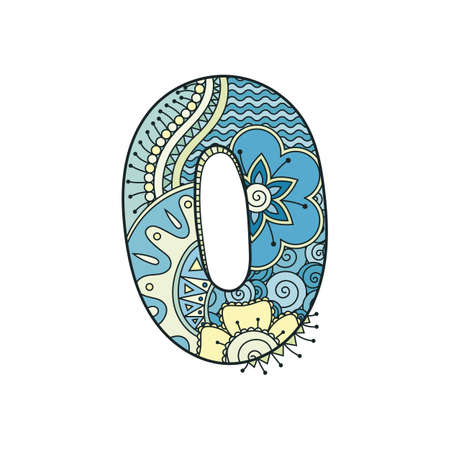 Zentangle number. Vector decorative number can be used for web design, print cards, booklets, flyers, textile t-shirts and other.のイラスト素材