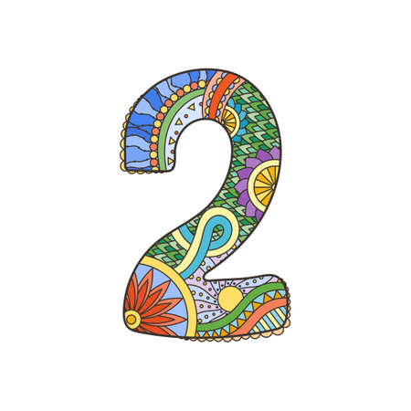 Zentangle number. Vector decorative number can be used for web design, print cards, booklets, flyers, textile t-shirts and other.のイラスト素材