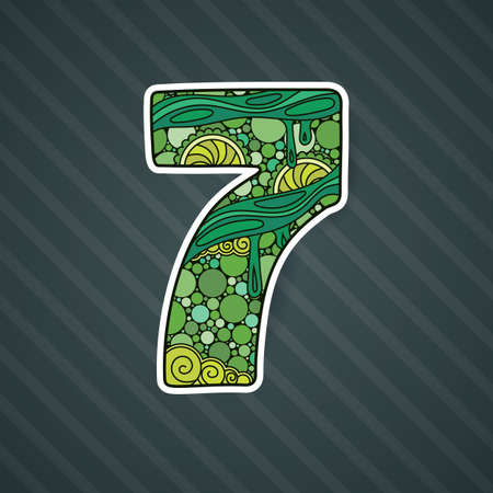Zentangle number. Vector decorative number can be used for web design, print cards, booklets, flyers, textile t-shirts and other.のイラスト素材