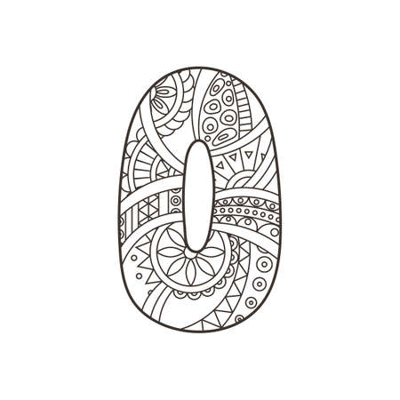 Zentangle number. Vector decorative number can be used for web design, print cards, booklets, flyers, textile t-shirts and other.のイラスト素材