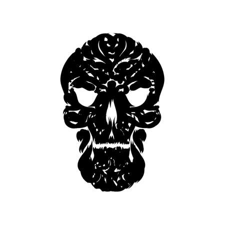 Tribal tatto skull. Ornate patterned illustration.のイラスト素材