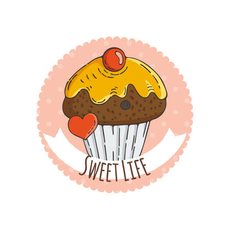 Vector Colorful Muffins Background. Cakes, Sweets.