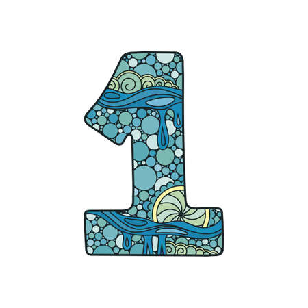Zentangle number. Vector decorative number can be used for web design, print cards, booklets, flyers, textile t-shirts and other.のイラスト素材