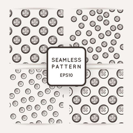 Set of vector seamless patterns with buttons.のイラスト素材