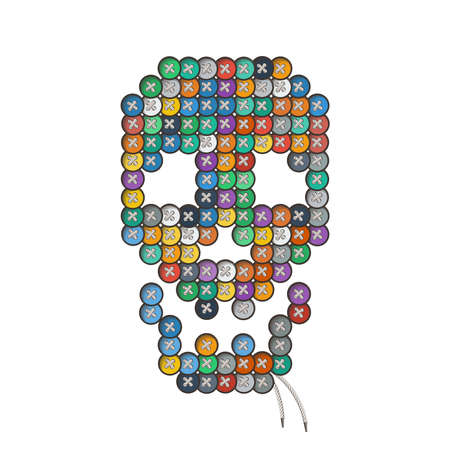 Decorative multi-colored skull sewn round buttons.の写真素材