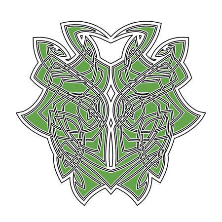 Elegant difficult curled ornamental gothic tattoo. Celtic style. Maori. Weaving. Colored image.のイラスト素材