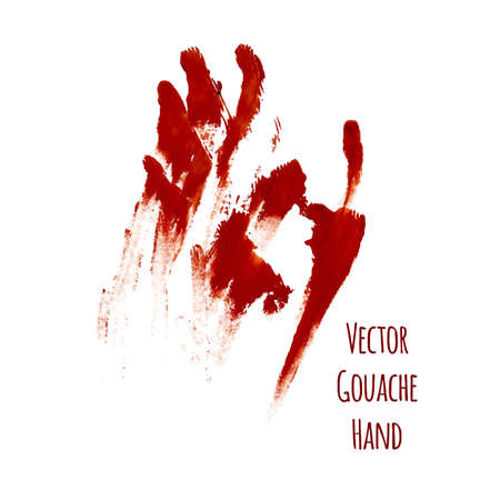 Vector red greased hand imprint of gouacheのイラスト素材