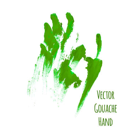 Vector green greased hand imprint of gouacheのイラスト素材