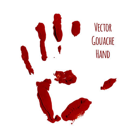Vector blue greased hand imprint of gouacheのイラスト素材