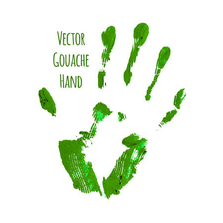 Vector blue greased hand imprint of gouacheのイラスト素材