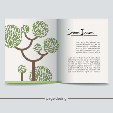 Booklet with a picture of green tree and clouds and place for textのイラスト素材