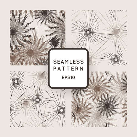 Vector set of seamless geometric patterns of stylized dandelionsのイラスト素材