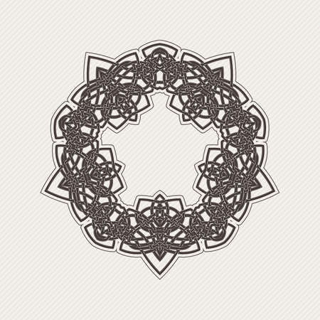 Vector ornate border. Gothic lace tattoo. Celtic weave with sharp corners. The circular pattern.のイラスト素材