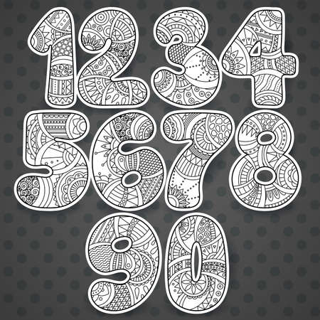 Collection of doodle numbersのイラスト素材
