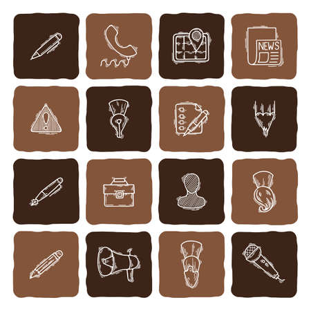 Set of doodle web, computer and drawing icons. Hand draw collection.のイラスト素材