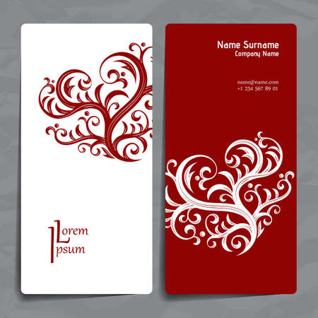 Set of vector design templates. Brochures in random colorful style. Vintage frames and backgrounds. Business card with floral ornament. Vintage style.のイラスト素材