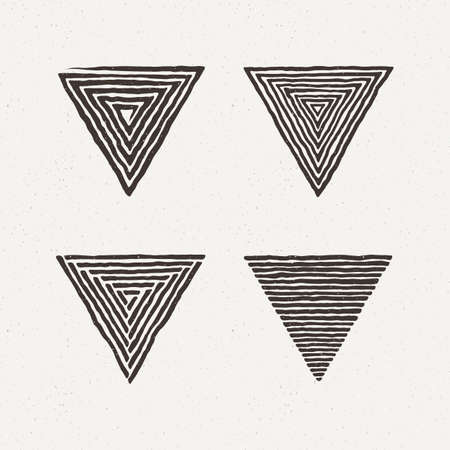 Triangle textures set. Vector illustration. Pattern geometric figure. Ornate hand draw.のイラスト素材