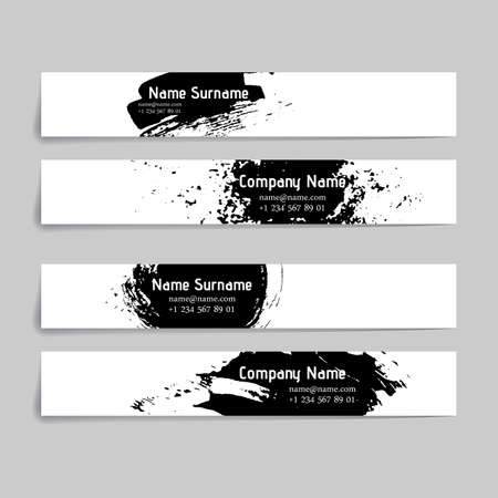 Set of abstract ink and splashes vector banners for web and design. Collection.のイラスト素材