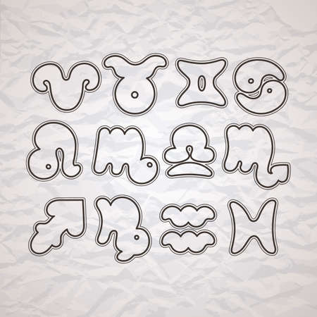 Zodiac icons. Funny bubble style for children or party.のイラスト素材