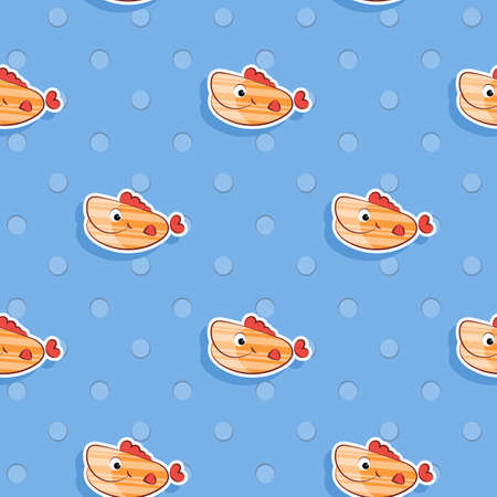 Vector seamless sea pattern with smiling orange fish. Pattern for children.のイラスト素材