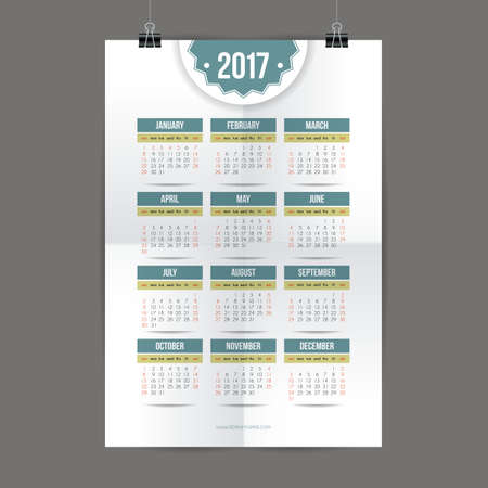 Design for calendar 2017. English or American systemのイラスト素材