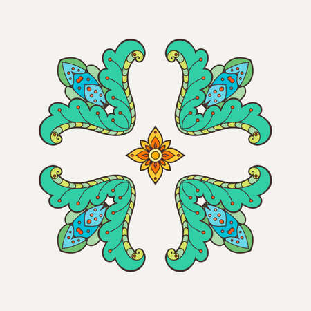 Vector mandala. Mehndi lace tattoo. Oriental weave with sharp corners. The circular pattern.のイラスト素材