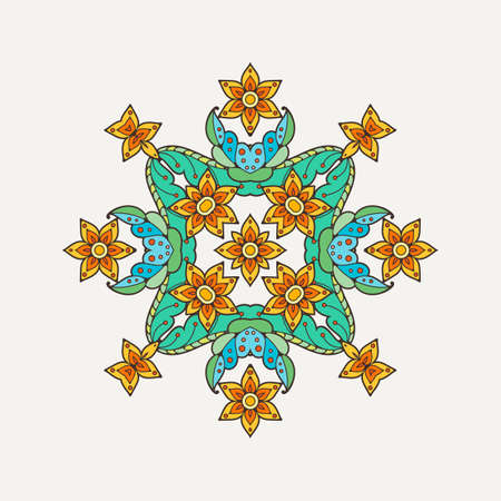 Vector mandala. Mehndi lace tattoo. Oriental weave with sharp corners. The circular pattern.のイラスト素材
