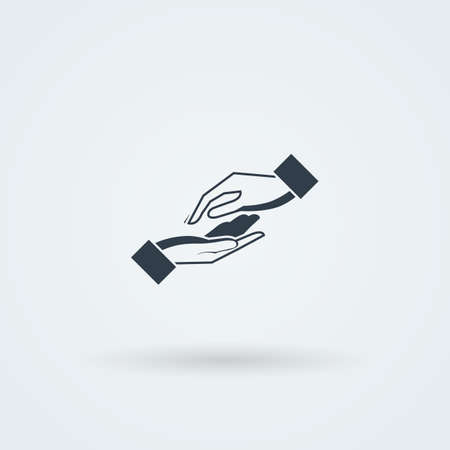 Icon with two vector hands in a handshake. Greeting. Pair work. Friendship. Monochrome ?onoicon.のイラスト素材