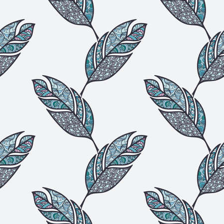 Vector seamless pattern of feathers. Doodle.のイラスト素材