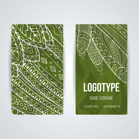 Set of vector design templates. Brochures in random colorful style. Frames and backgrounds. Zentangle designs.のイラスト素材