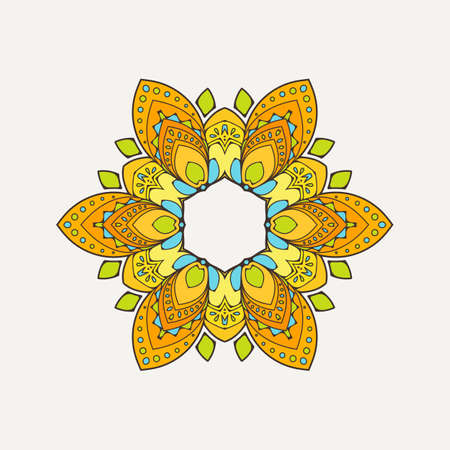 Vector mandala. Mehndi lace tattoo. Oriental weave with sharp corners. The circular pattern.のイラスト素材