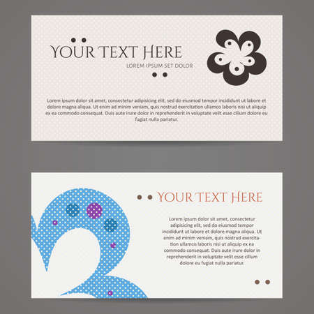 Set of vector design templates. Brochures in random colorful style. Vintage frames and backgrounds. Business card with floral symbol.のイラスト素材