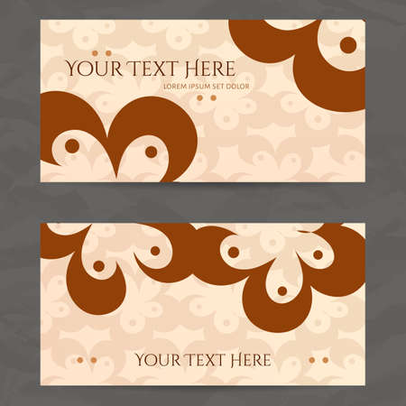 Set of vector design templates. Brochures in random colorful style. Vintage frames and backgrounds. Business card with floral symbol.のイラスト素材