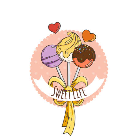 Vector Candy and Lollipop Background. Sweet Party Illustration.のイラスト素材