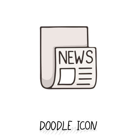 Doodle news icon. Newspaper symbol. Print sheet.のイラスト素材