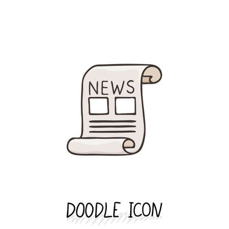 Doodle news icon. Newspaper symbol. Print sheet.のイラスト素材